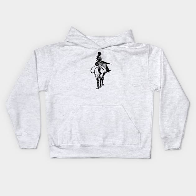 Lady On A Horse Kids Hoodie by linesdesigns